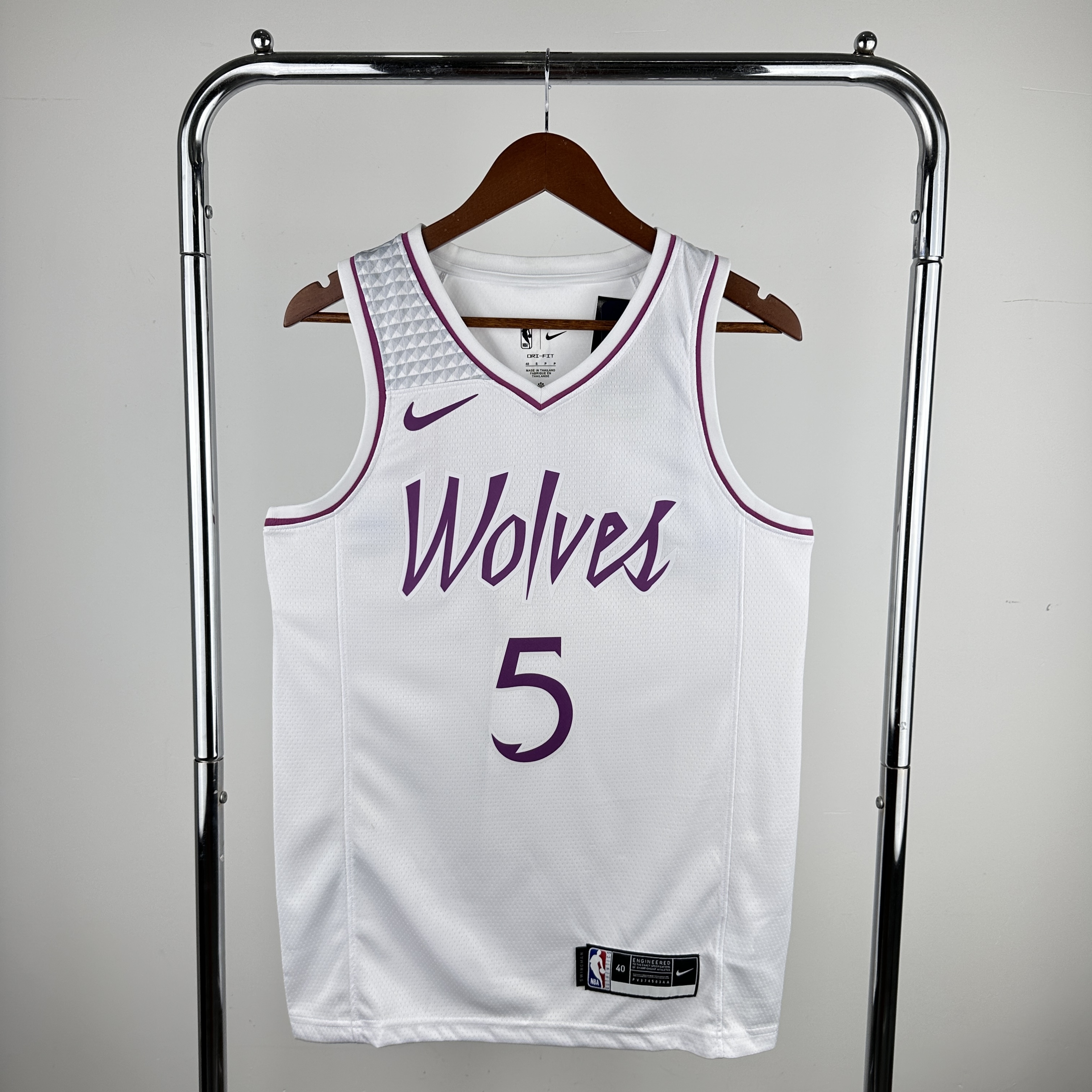 Men Minnesota Timberwolves #5 Edwards White Throwback Nike 2024 NBA Jersey->portland trail blazers->NBA Jersey